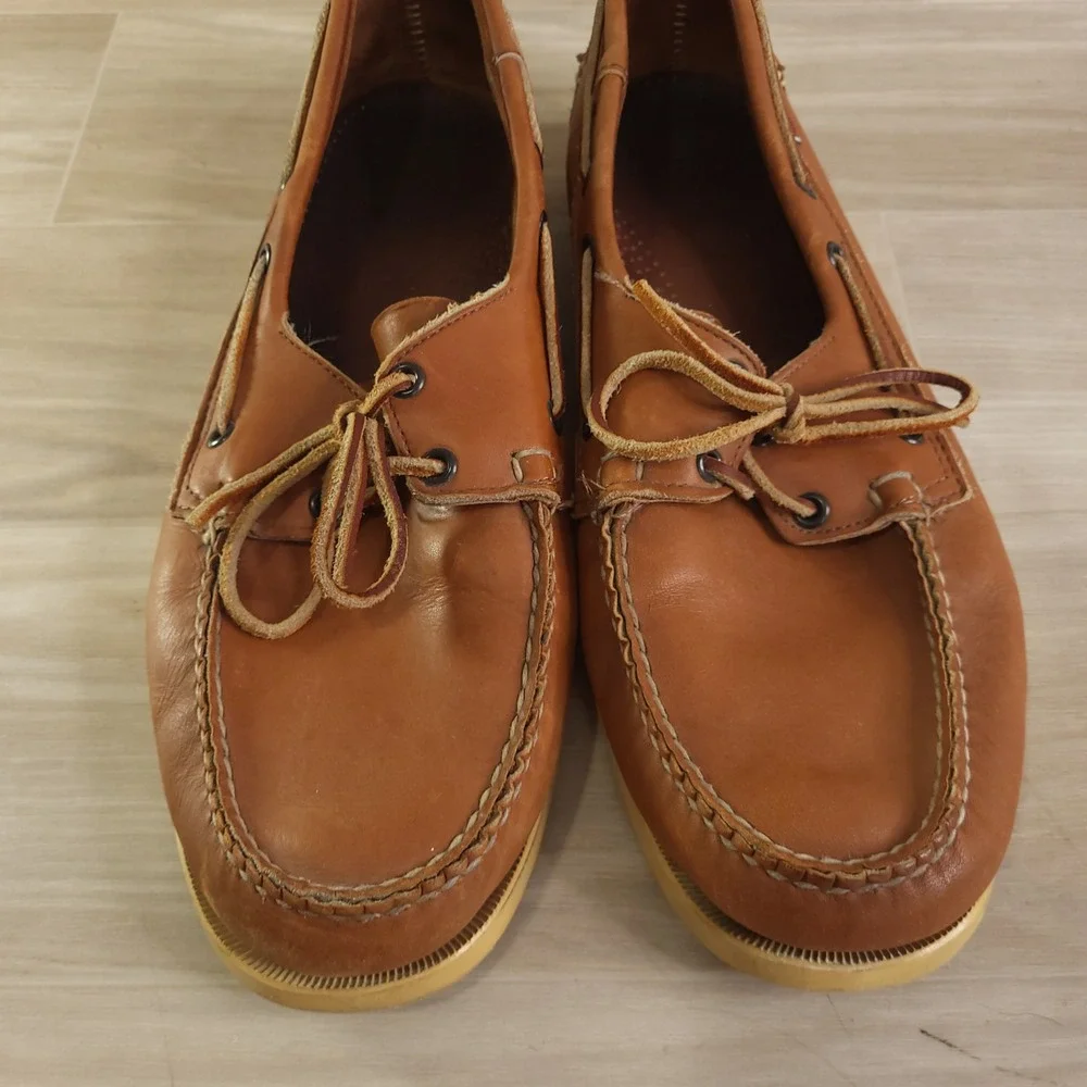 Sebago Docksides Boat Shoes Loafers Mens Size 13 M Tan Leather Classic Timeless